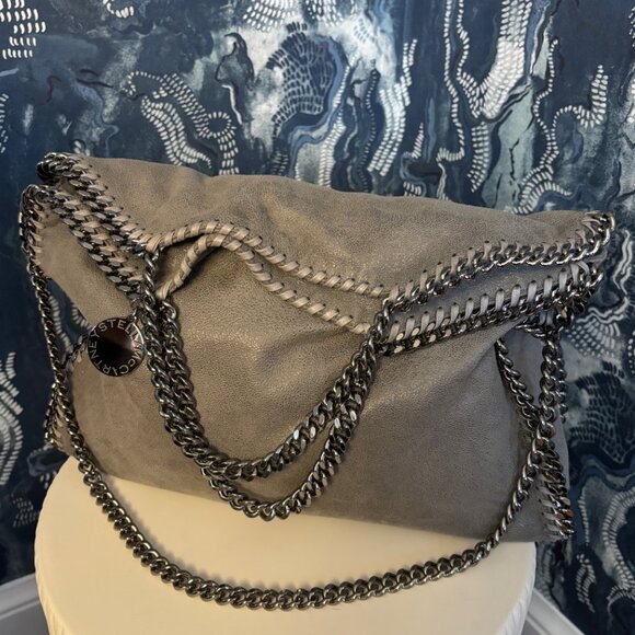 Stella McCartney Falabella Shaggy Deer Faux Leather Foldover Tote Light Gray - Picture 10 of 10